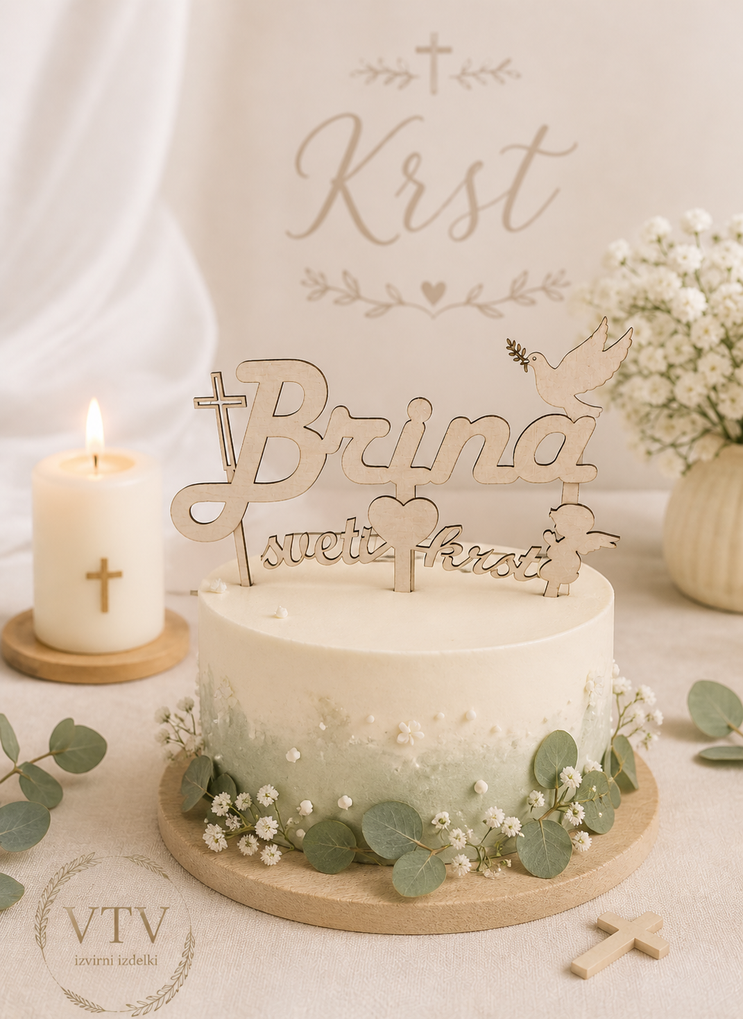 ✨👼 Personaliziran topper za sveti krst 👼✨