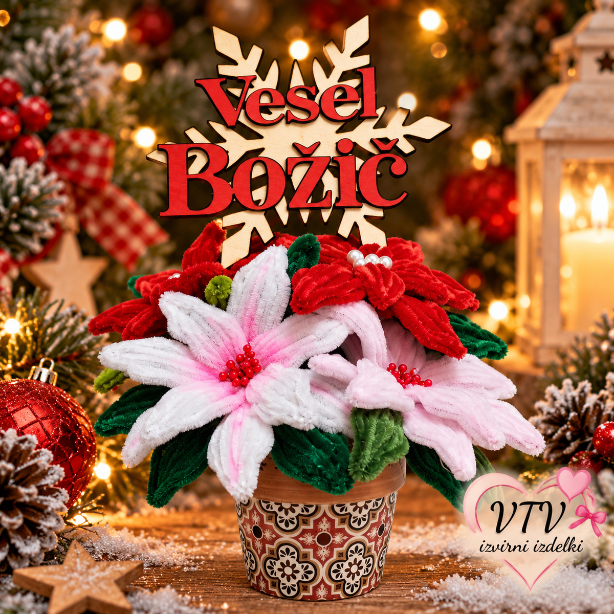 🌺🎄 ČAROBNE BOŽIČNE ZVEZDE S TREMI CVETOVI! 🎄🌺