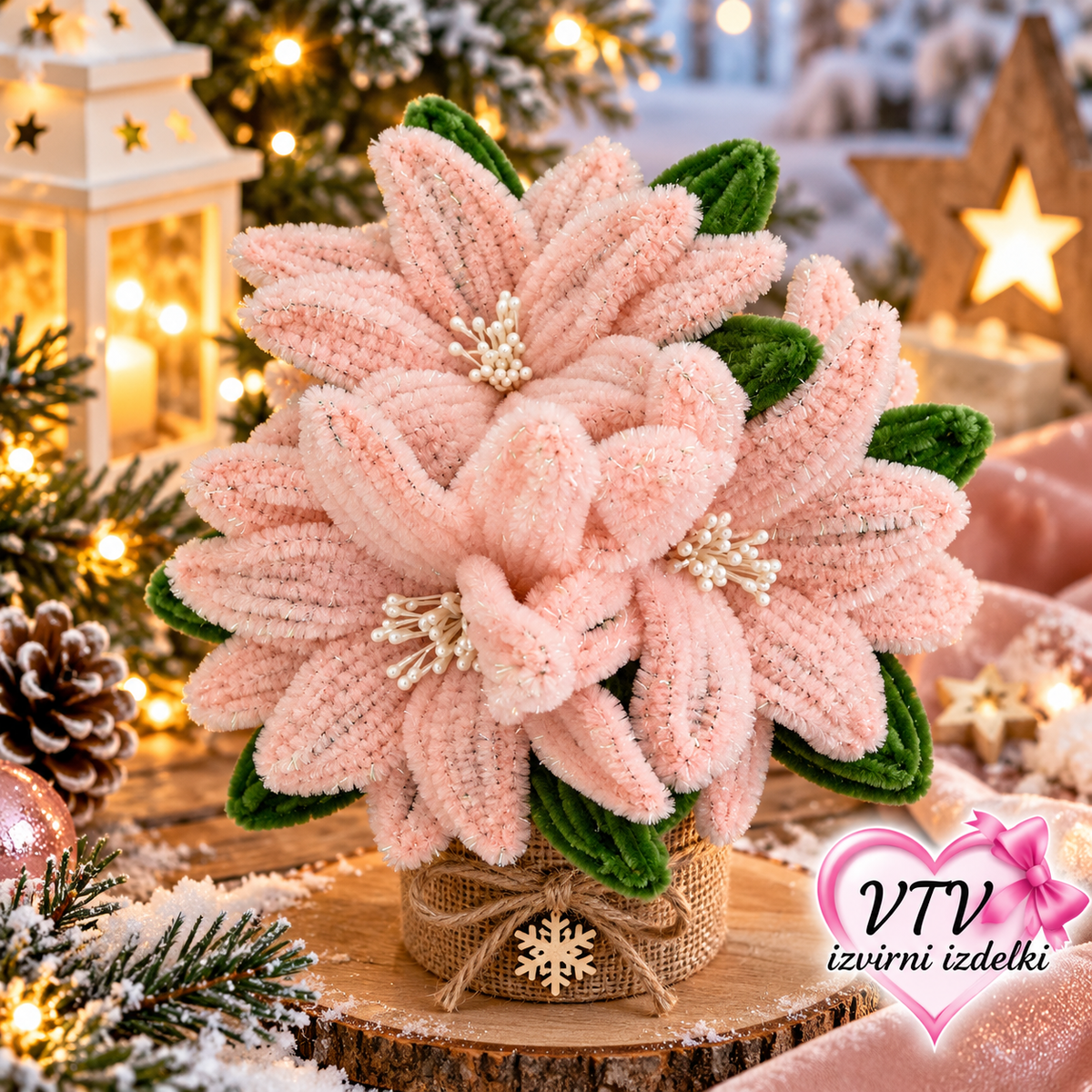 🌺🎄 ČAROBNE BOŽIČNE ZVEZDE S TREMI CVETOVI! 🎄🌺