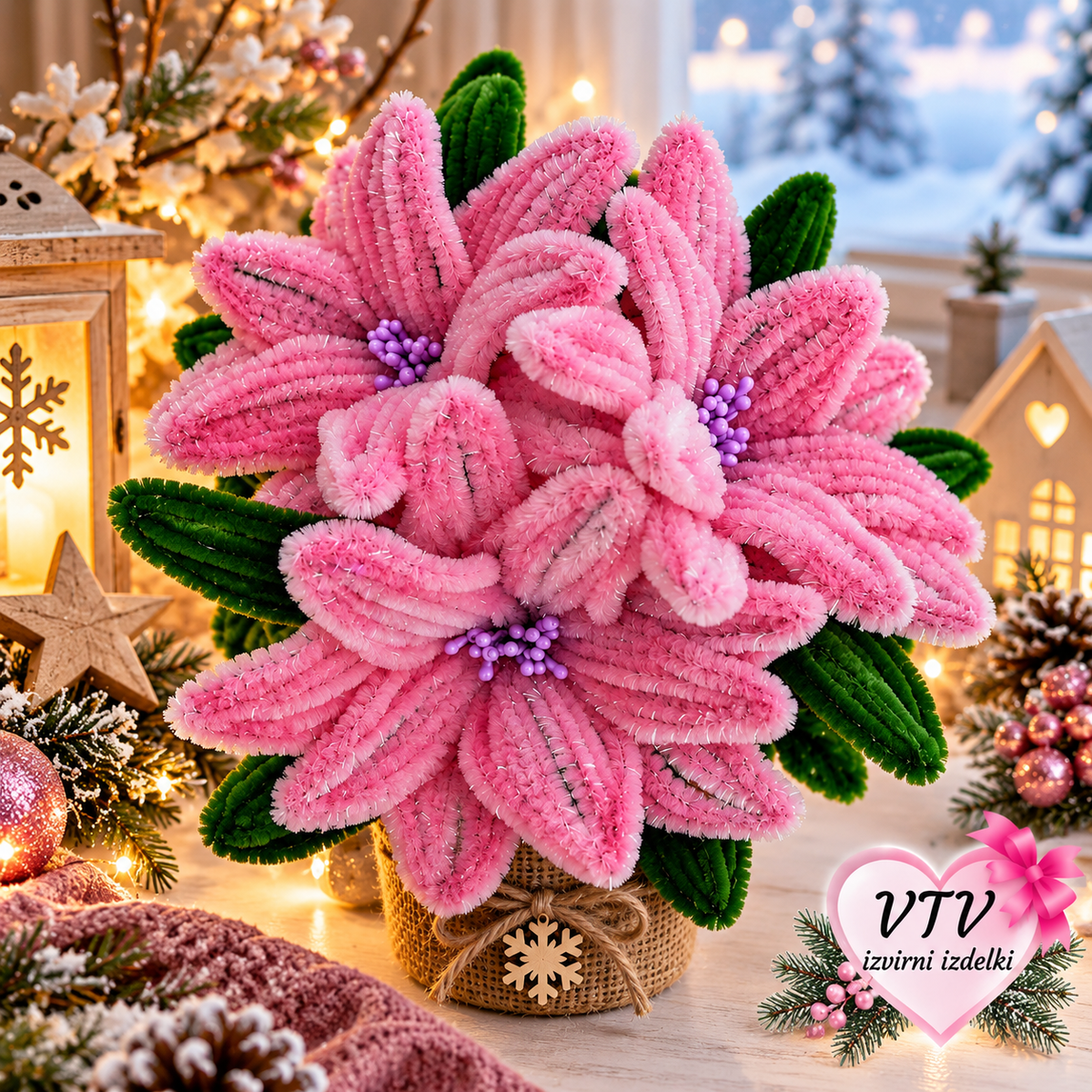 🌺🎄 ČAROBNE BOŽIČNE ZVEZDE S TREMI CVETOVI! 🎄🌺