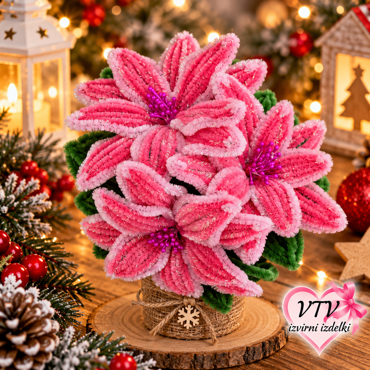 🌺🎄 ČAROBNE BOŽIČNE ZVEZDE S TREMI CVETOVI! 🎄🌺