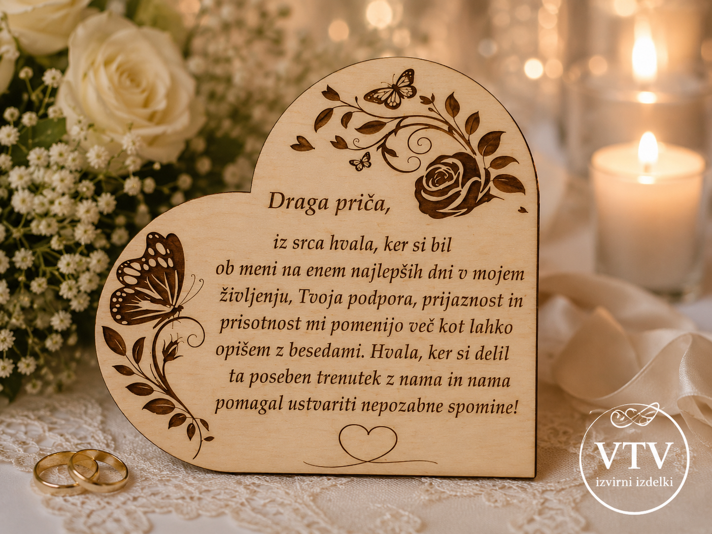 🤍💍 Unikatna lesena zahvala za poroko 💍🤍