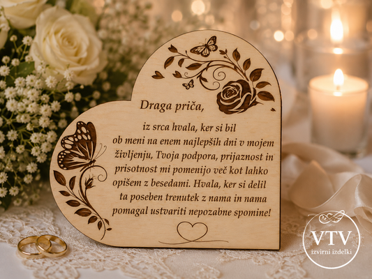 🤍💍 Unikatna lesena zahvala za poroko 💍🤍